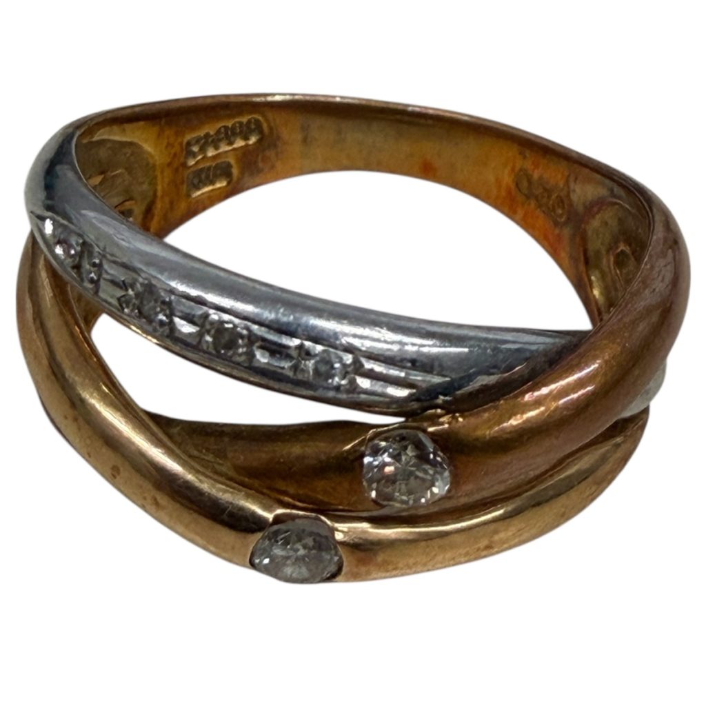 函館でK18/Pt900 コンビメレダイヤリングを高価買取｜複合素材も安心査定