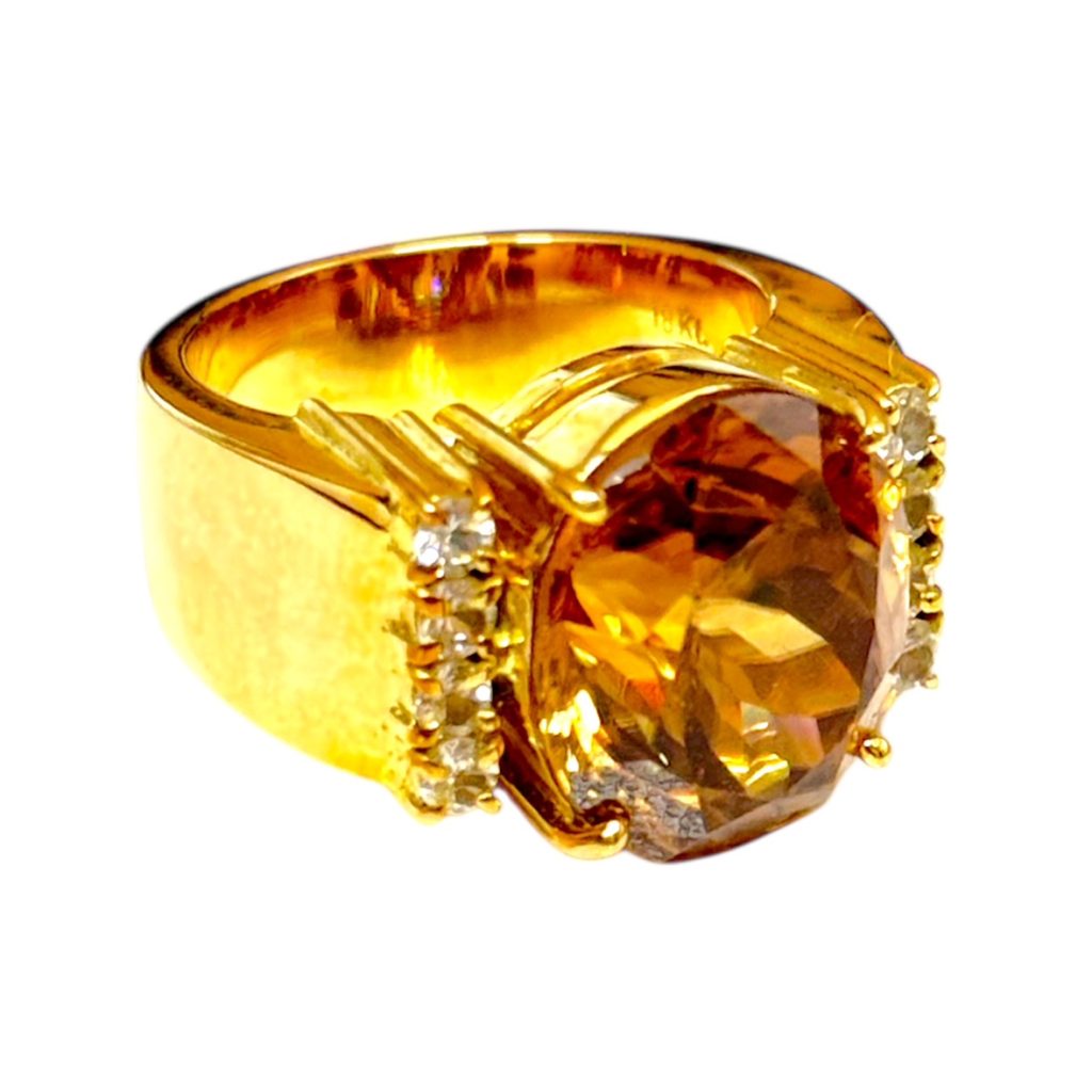 K18 トパーズ メレダイヤ リング