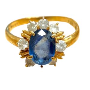 K18 18金 サファイア メレダイヤ リング