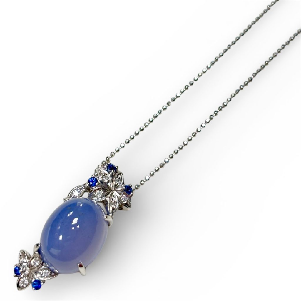 K18WG スターサファイア ネックレス 18金 ホワイトゴールド