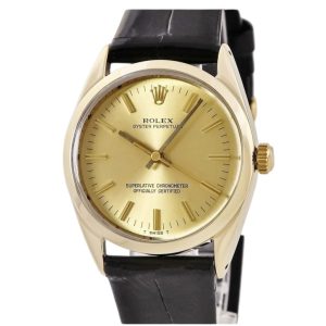 ロレックス Rolex オイスターパペチュアル ゴールド レザーベルト 18K 金 750