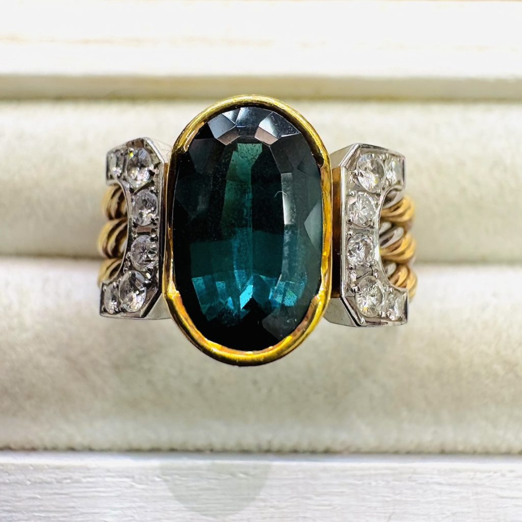 K18 Pt900 コンビリング トルマリン