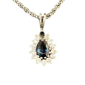 サファイア メレダイヤ ネックレス K18WG 18金ホワイトゴールド 750