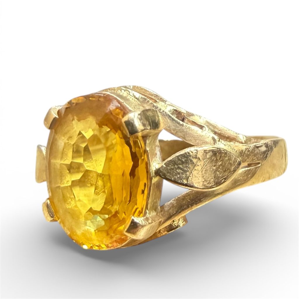 K14（14金）シトリン付きリング