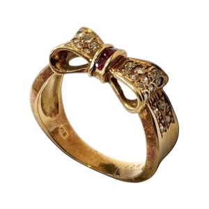 【K18 (18金)】ガーネット＆ダイヤモンド  リング