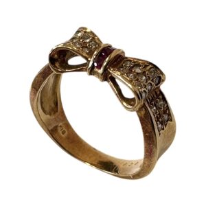 【K18 (18金)】ガーネット＆ダイヤモンド  リング