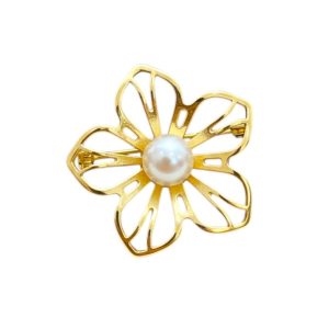 K18　18金　ブローチ　パール付き