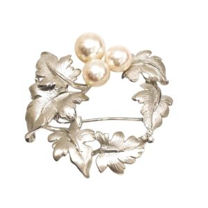 K14WG 14金 ホワイトゴールド  ブローチ パール