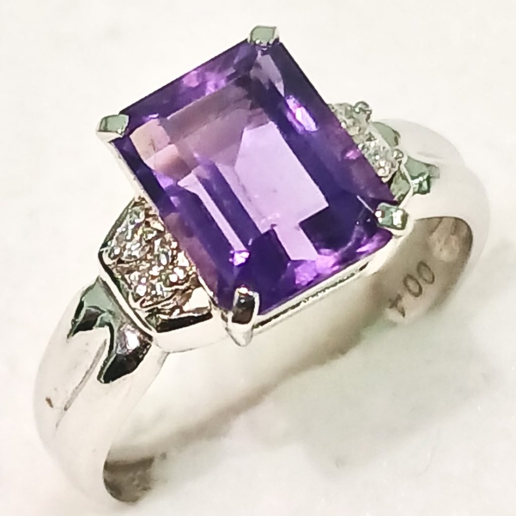 Pt900 リング ダイヤモンド アメジスト ジュエリー