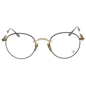 CHROME HEARTS クロムハーツ BUBBA-A クロステンプルメタルフレームラウンド眼鏡 ゴールド/ブラック