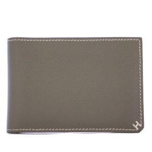 エルメス HERMES 23年製 Hセリエ カードケース 名刺入れ 二つ折り レザー カーキ