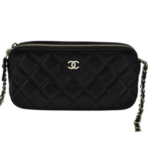 CHANEL シャネル マトラッセ チェーンウォレット ラムスキン 黒 B00041