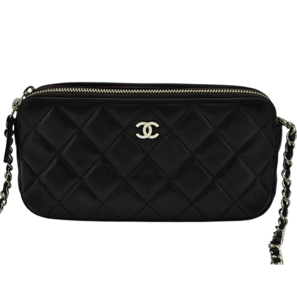 CHANEL シャネル マトラッセ チェーンウォレット ラムスキン 黒 B00041