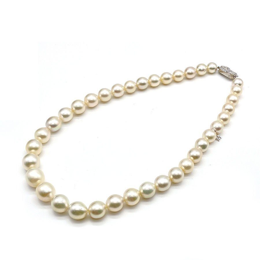 MIKIMOTO　アコヤパール10-13.6mm　ダイヤ　K14金具　ネックレス　50cm　ソーティング付