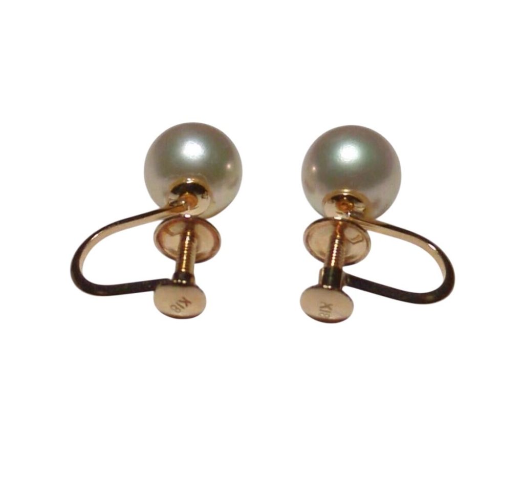 K18　１８金　アコヤ真珠 約7.0mm ホワイト イヤリング 本真珠 アクセサリー pearl あこや パール