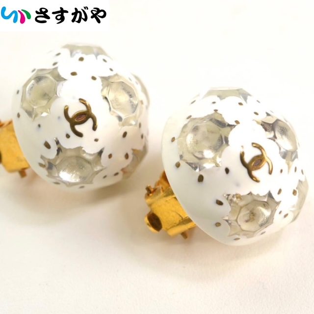 CHANEL シャネル ラウンド型 ココマーク ストーン イヤリング 年代物 アクセサリー