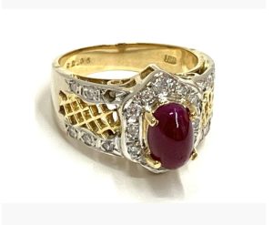 K18ジュエリーリング18金・ダイヤモンド・ルビー・貴金属・アクセサリー・指輪・宝石