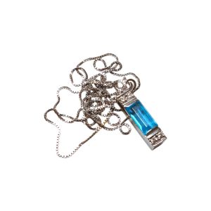 【K18WG ネックレス】18金ホワイトゴールド・アクアマリン・メレダイヤ・ブレスレッド・貴金属・アクセサリー