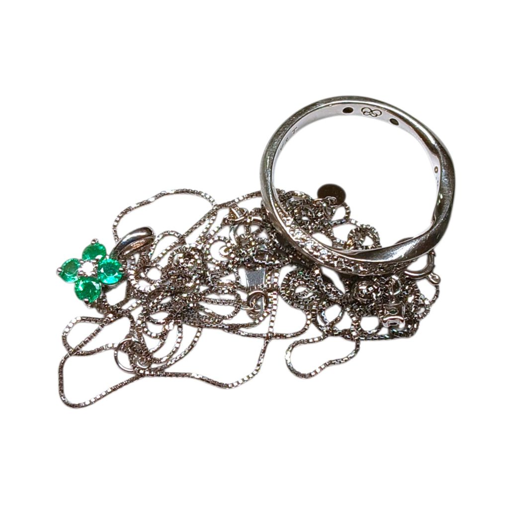 【K18WG まとめ】18金ホワイトゴールド・エメラルド・ネックレス・リング・指輪・貴金属・アクセサリー