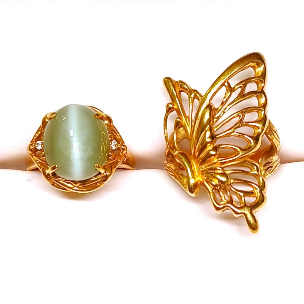 【K18 まとめ】18金・クリソベリルキャッツアイ・リング・指輪・貴金属・アクセサリー