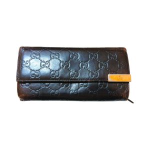 【GUCCI】グッチ・GGシマレザー長財布・ブランド財布・ブラック