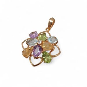 K18 ネックレストップ 色石付き アクセサリー