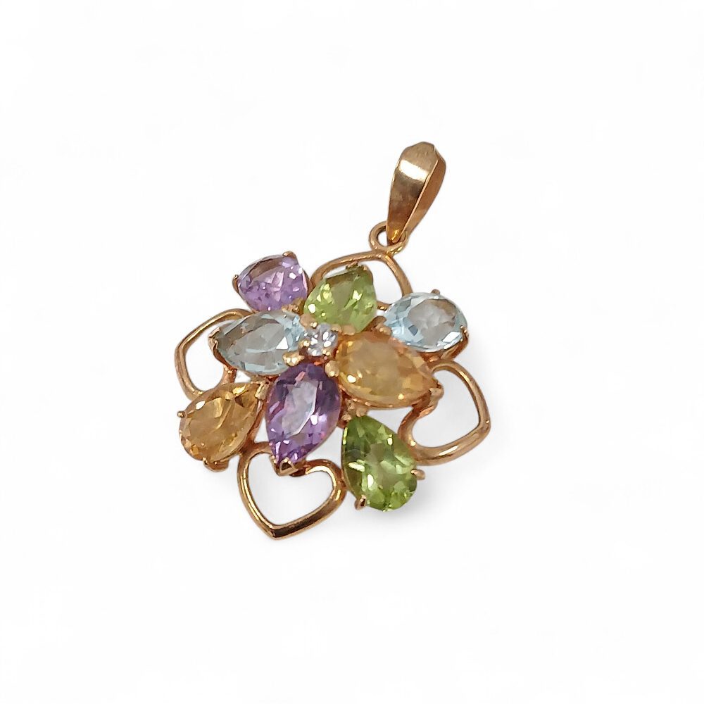 K18 ネックレストップ 色石付き アクセサリー