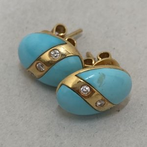 K18 / ピアス / 金 / トルコ石 / ターコイズ