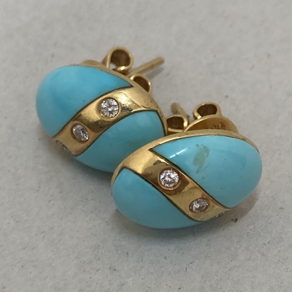 K18 / ピアス / 金 / トルコ石 / ターコイズ