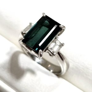 Pt900 プラチナ グリーントルマリン ダイヤモンド リング 指輪 アクセサリー