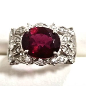 Pt900 ガーネット メレ プラチナ リング 指輪 アクセサリー