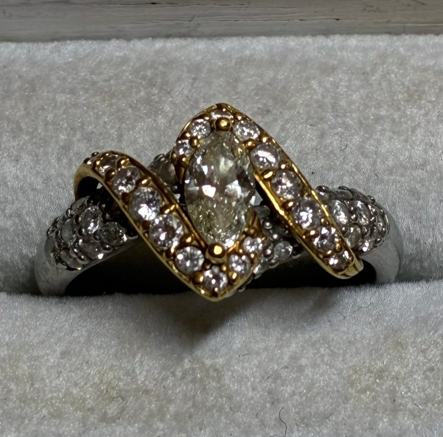 K18/Pt900 コンビ ダイヤモンドリング