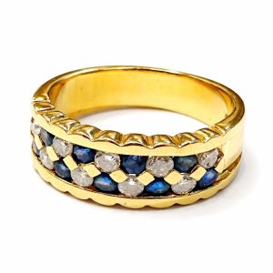 K18 750 18金 メレダイヤ付 リング ジュエリー アクセサリー サファイア