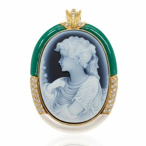 K18（18金） シェルカメオ ブローチ兼ペンダントトップ