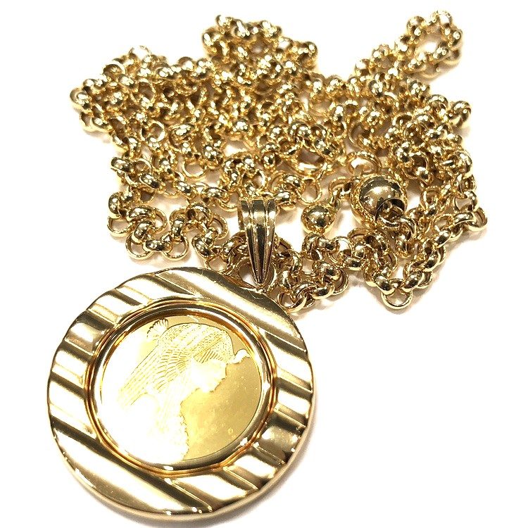 K18 18金 ネックレス K24コインつき