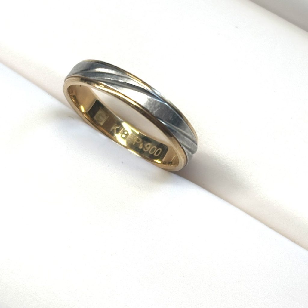 K18（18金）プラチナ（Pt900）コンビ　リング（指輪）