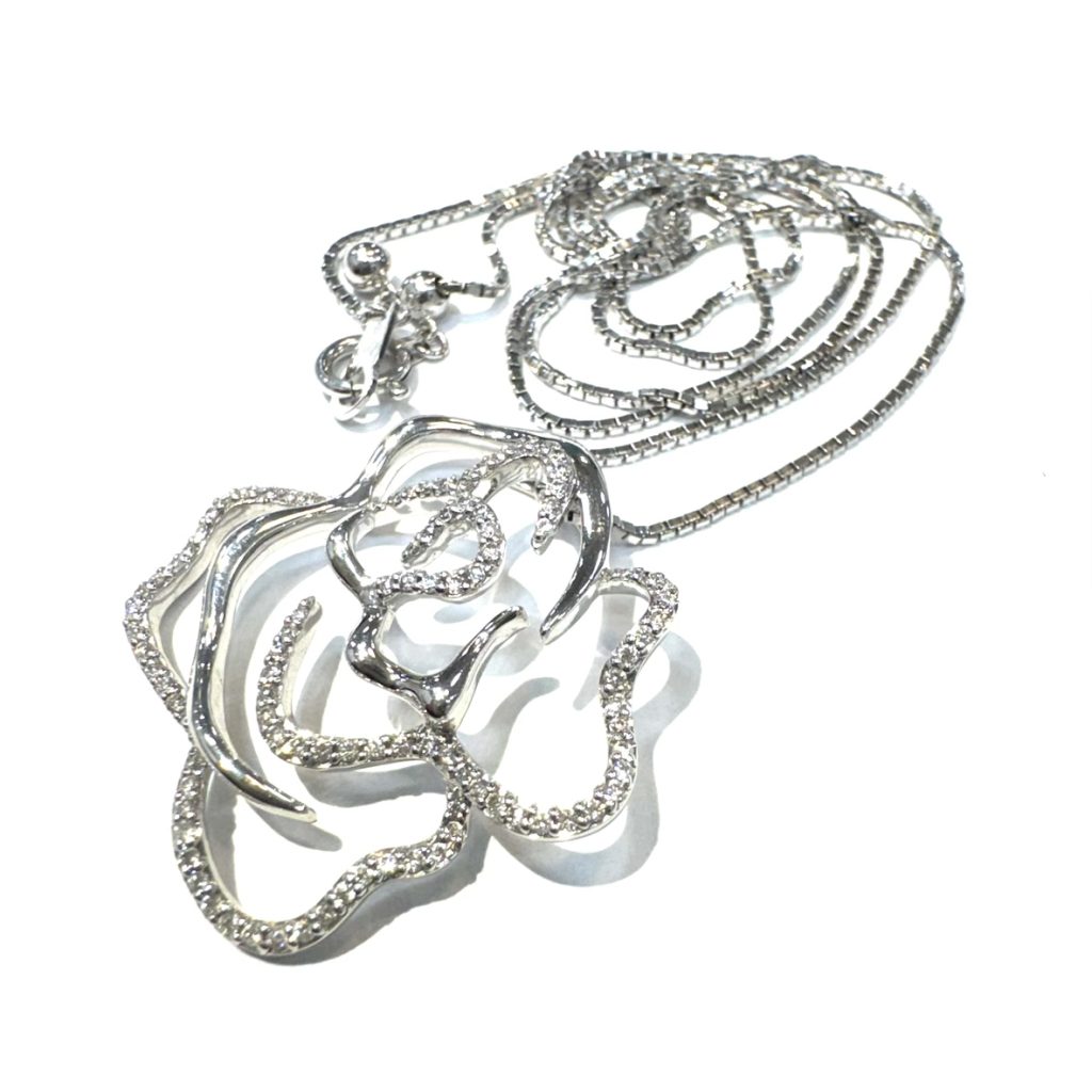 K18WG 18金 ホワイトゴールド 750 ネックレス メレダイヤ