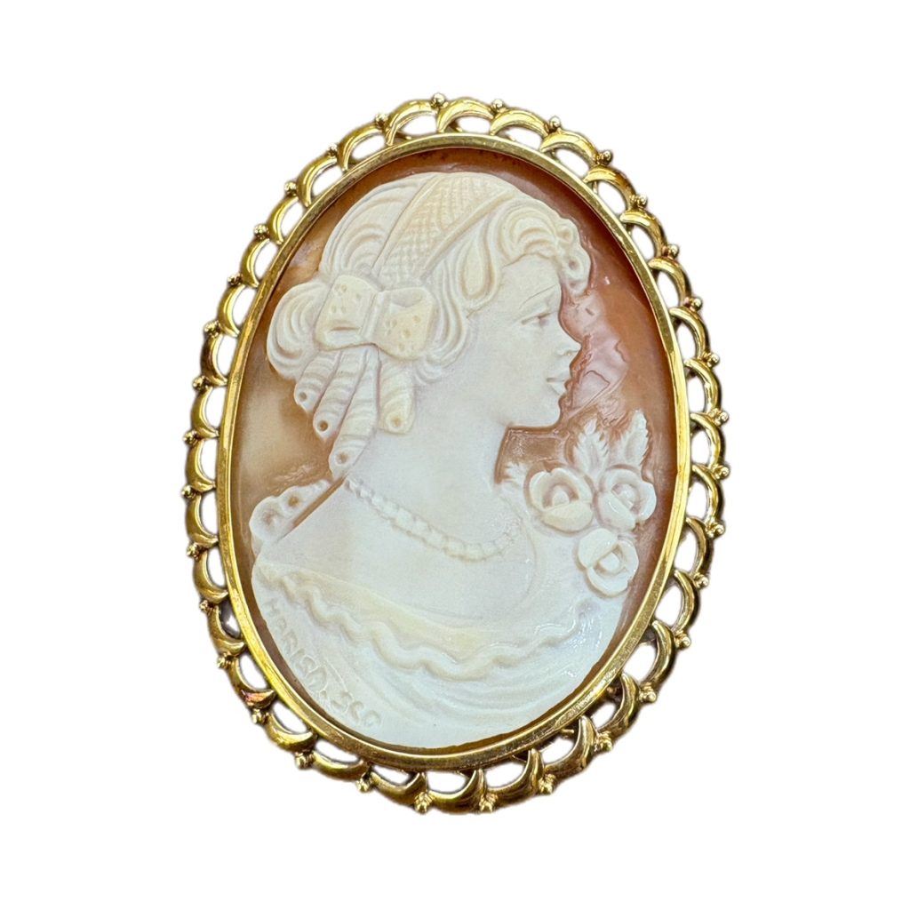 K18枠 カメオブローチ