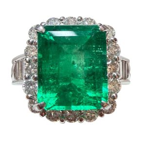 Pt900 メレダイヤ 1.55ct エメラルド 5.34ct