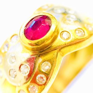 K18 Pt850 ルビーコンビリング アクセサリー