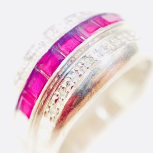 Pt850 ルビー メレダイヤモンド プラチナリング