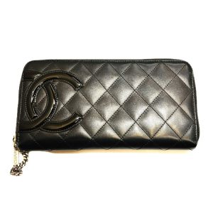 CHANEL  カンボンライン ソフトカーフ ラウンドファスナー 財布