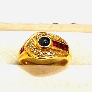 K18 18金 750 リング サファイア ルビー