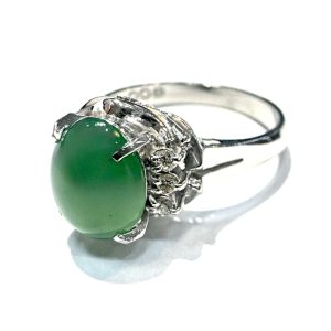 Pt900 プラチナ リング 指輪 翡翠 ヒスイ メレダイヤ