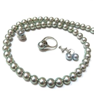 真珠 パール ネックレス イヤリング リング 指輪 セット アクセサリー K14WG 14金ホワイトゴールド