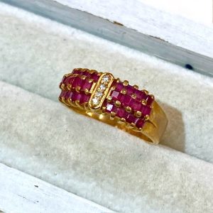 K18 18金 750 メレダイヤモンド ルビー リング 指輪