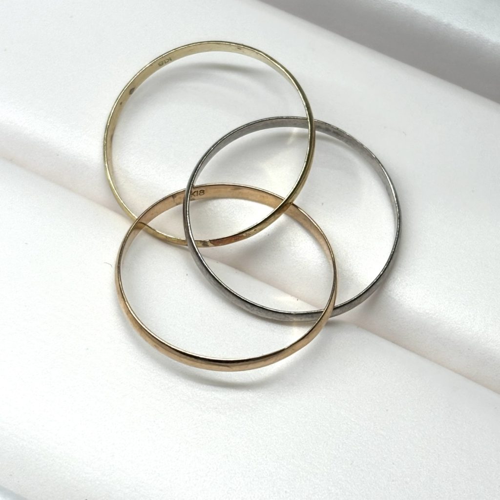 K18 18金 3連 リング 指輪