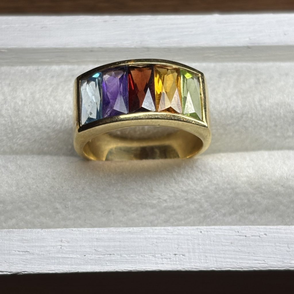 K18 マルチカラー宝石付きリング