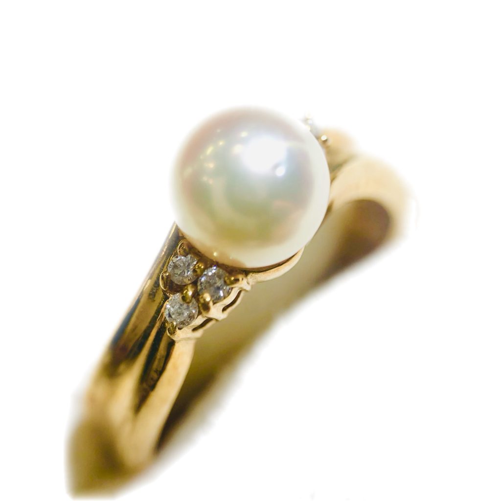 K18（18金） パール付きリング