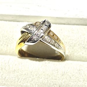 【K18Pt900コンビリング】18金・プラチナ900・メレダイヤ・貴金属・アクセサリー